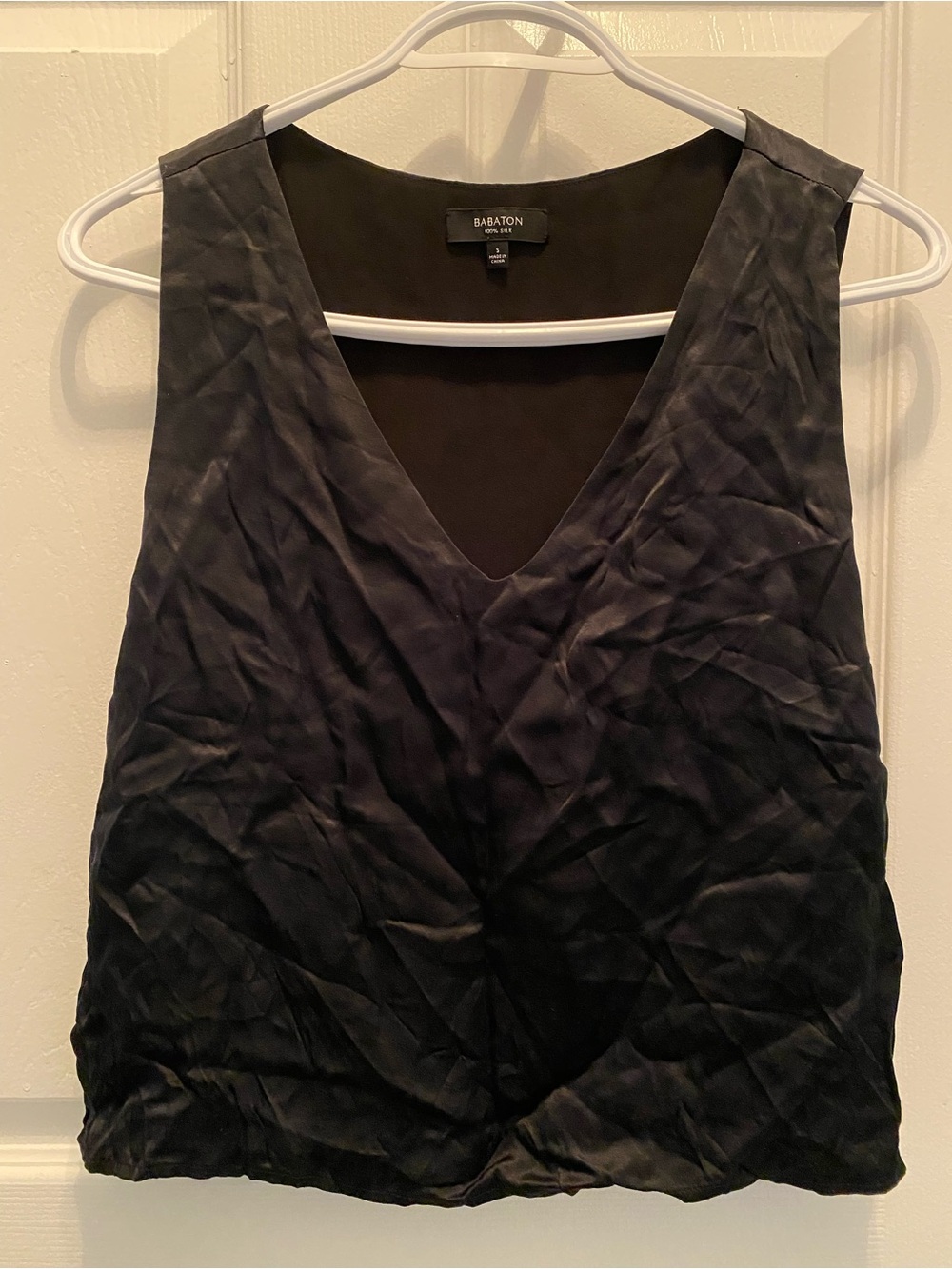 Babaton Black V-Neck Satin Camisole